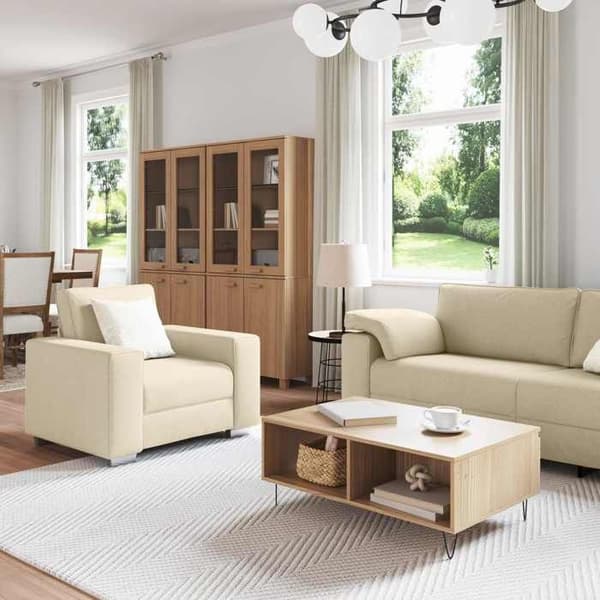 Maison Exclusive - 3 osan sohva, kerma kangasta Grädde