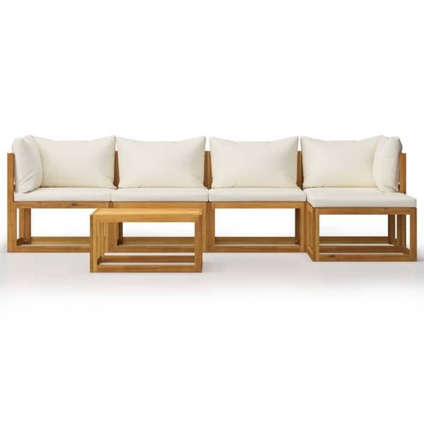 Maison Exclusive - Havegruppe 6 stk med puder Creme Solid akacietræ Grädde