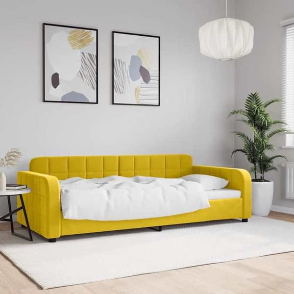 Maison Exclusive - Sängsoffa utan madrass gul 90x200 cm sammet Gul