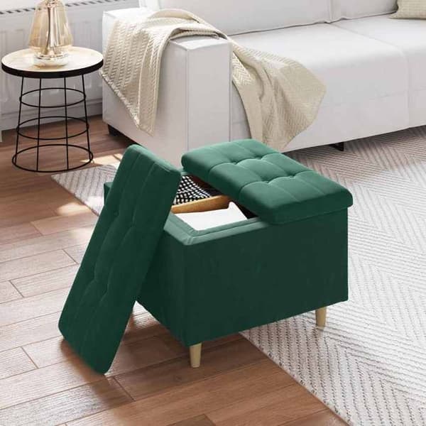 Maison Exclusive - Ottoman med förvaring Mörkgrön 60 x 60 x 45 cm Sammet
