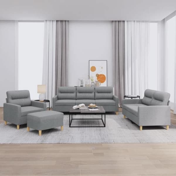 Maison Exclusive - Sæt af 4 sofaer med puder Lys grå Stof