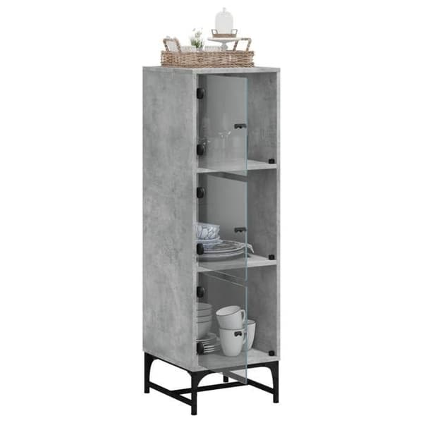 Maison Exclusive - Buffet med grå beton glasdøre 35x37x120 cm