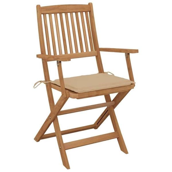 Maison Exclusive - Fällbara utomhusstolar och kuddar set om 8 Akaciaträ