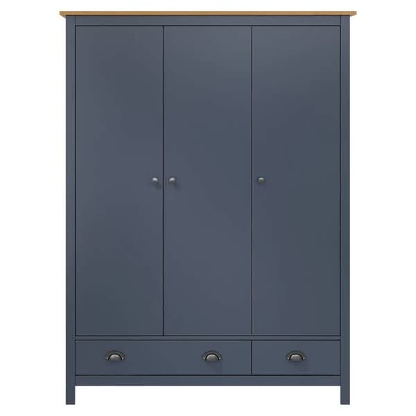 Maison Exclusive - Garderobe med 3 døre Hill Grå 127x50x170 cm Solid fyr Grå