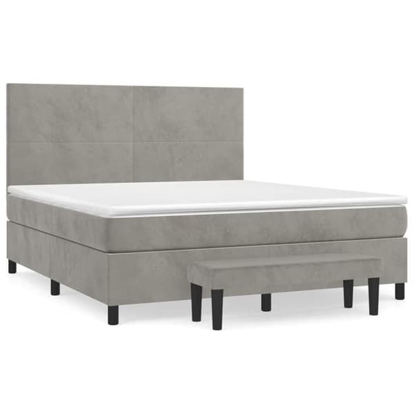 Maison Exclusive - Seng solid bund med socker og madras Grå 160x200cm Velour