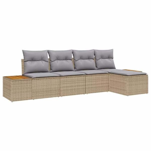Havemøbler - EKSKLUSIVT HUS - Modulerbart - Beige - Poly rattan - Massiv træramme beige