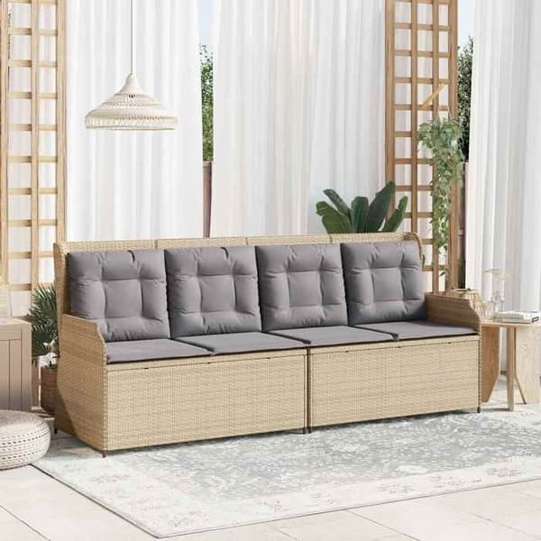 Maison Exclusive - Beige och grå trädgårdsbänk i polyrotting Beige och grå