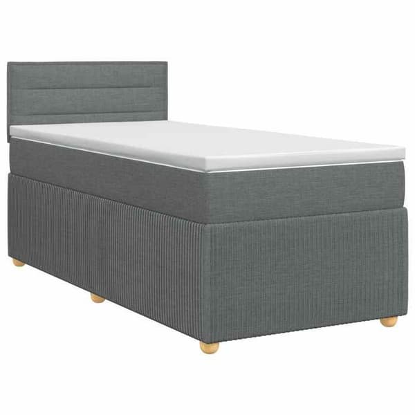 Maison Exclusive - Boxspring säng med madrass Mörkgrå 90 x 190 cm Tyg