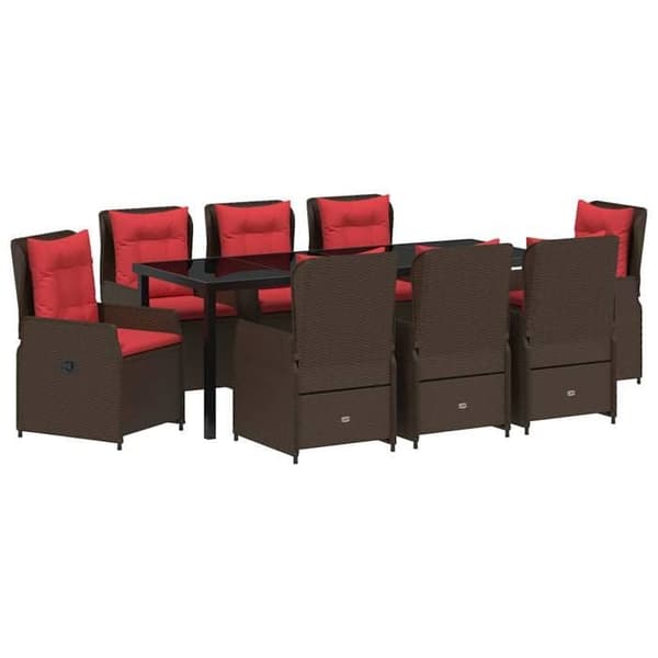 Maison Exclusive - 9 pc spisebordssæt til haven i brun poly rattan brun