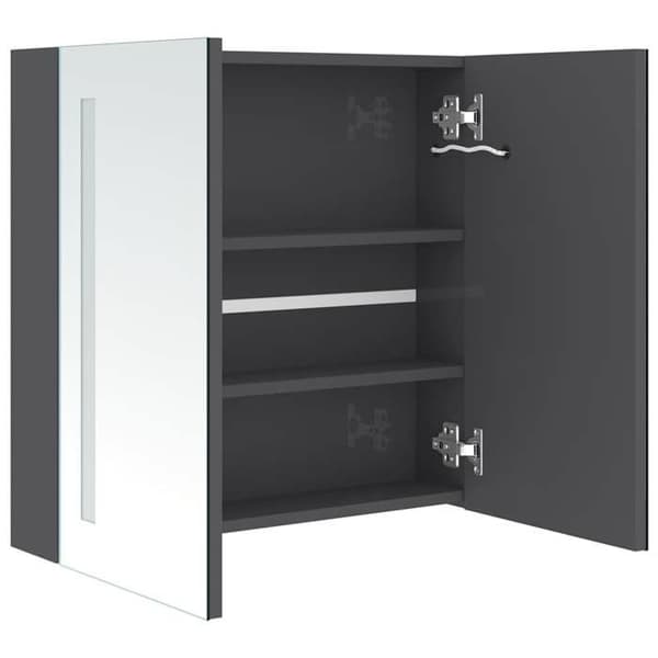 Maison Exclusive - Badeværelsesskab med LED-spejl Grå blank 62x14x60 cm Glänsande grå