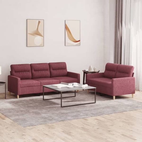 Maison Exclusive - Sæt af 2 sofaer med puder Rød bordeaux Stof