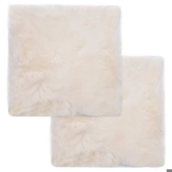 Stolepuder - Eksklusivt Hus - Ægte lammeskind - Sæt af 2 - 40 x 40 cm Vit