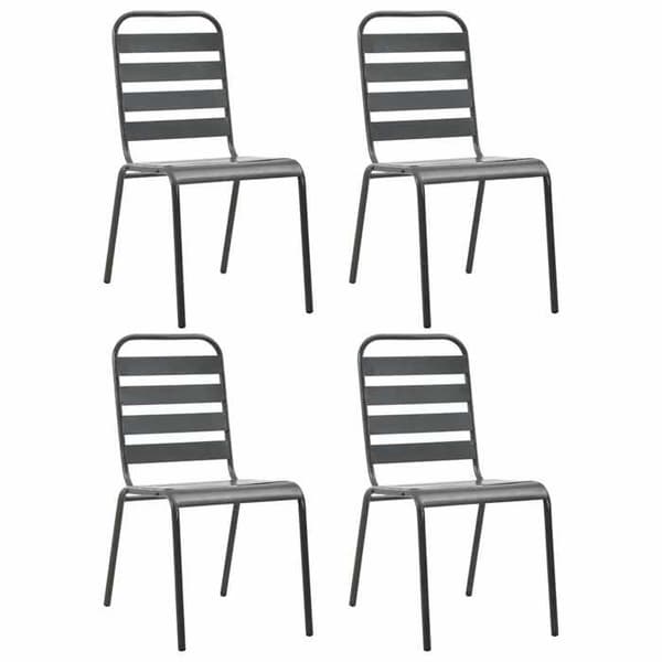 Maison Exclusive - Utomhusstolar set om 4 Design med ribbor Mörkgrå Stål