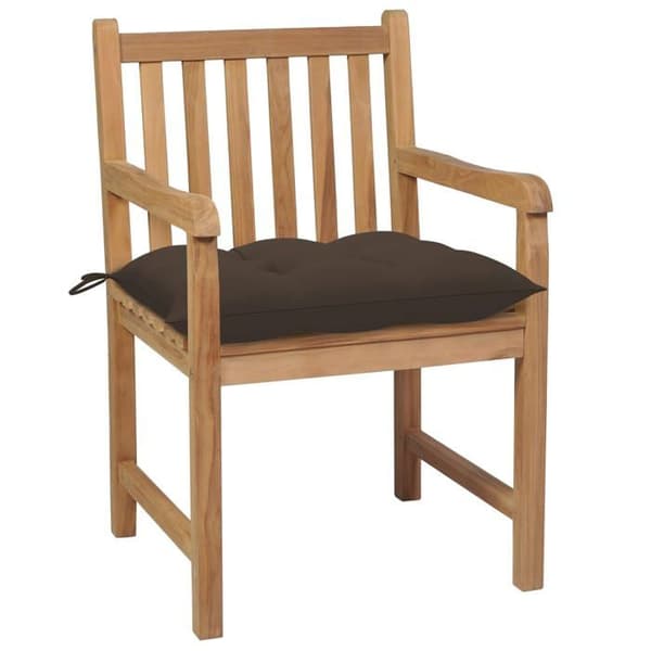 Maison Exclusive - Trädgårdsstolar set om 4 med kuddar i taupe, solid teakträ. Taupe (kuddar)