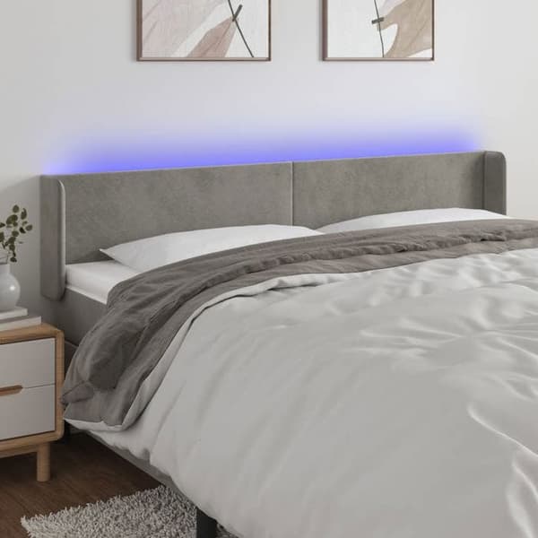 Maison Exclusive - LED Hovedgærde Lys Grå 203x16x78/88 cm Velour Ljusgrått