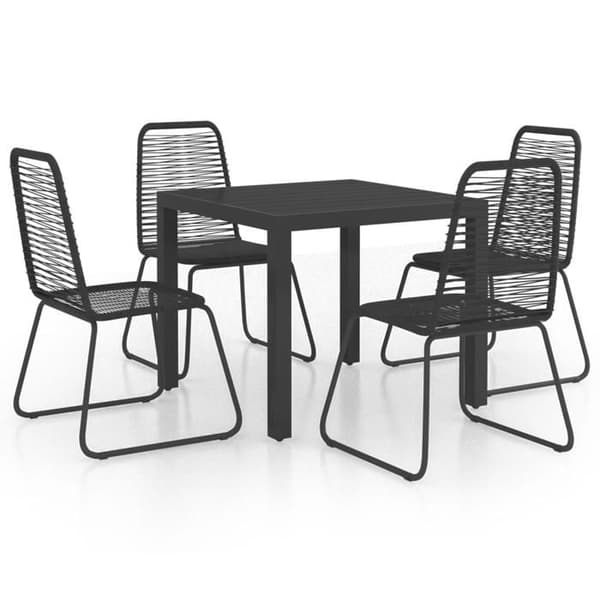 Maison Exclusive - Trädgårdsset 5 delar PVC flätad svart
