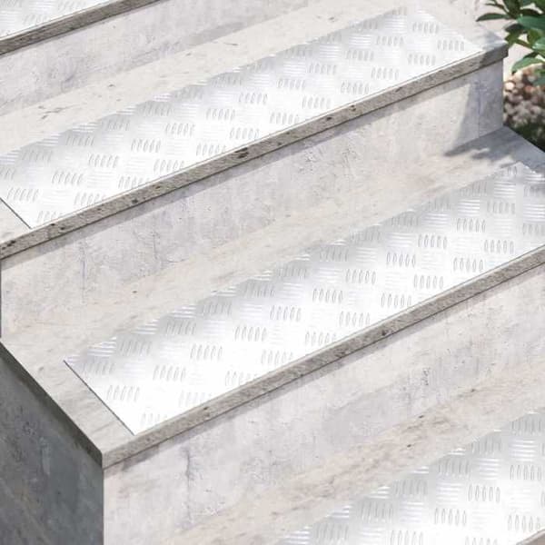 Maison Exclusive - Nez de marche 2 pc 90 x 20 cm Silver Aluminium Rektangulär
