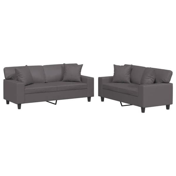 Maison Exclusive - Sæt af 2 sofaer med grå kunstlæderpuder