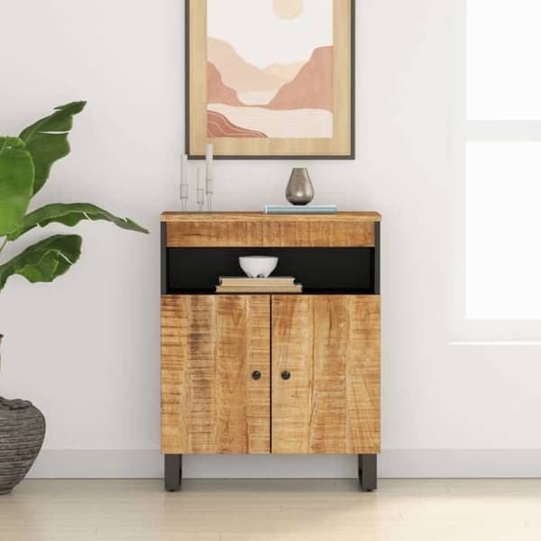 Buffet - EKSKLUSIVT HUS - 60x33x75 cm - Massivt mangotræ - 2 døre - Jernben