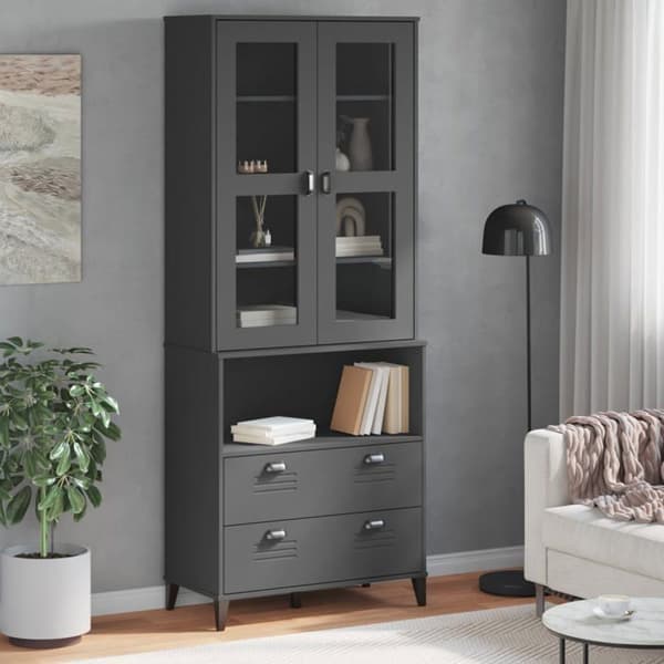 Maison Exclusive - Buffé VIKEN grå antracit 80x40x200 cm massiv furu