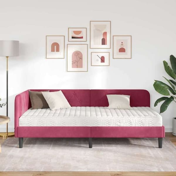 Maison Exclusive - Hörnsängram Bordeaux 90 x 200 cm Sammet