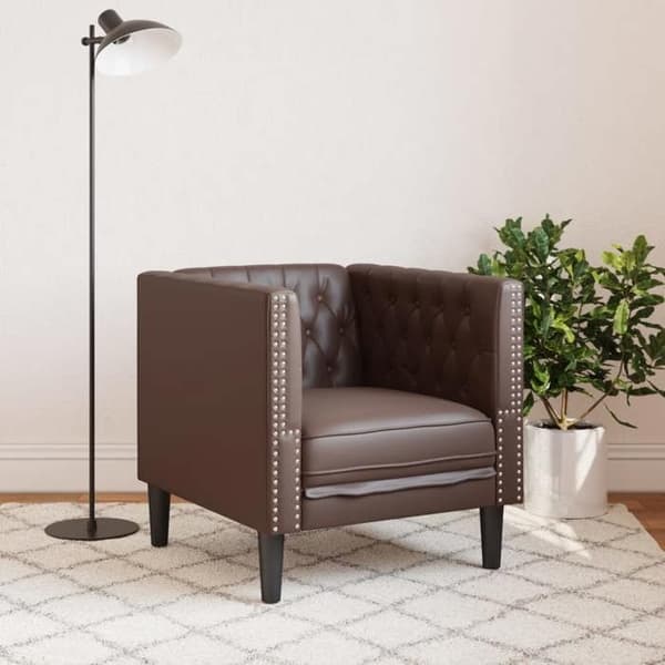 Maison Exclusive - Chesterfield stol i brun kunstlæder