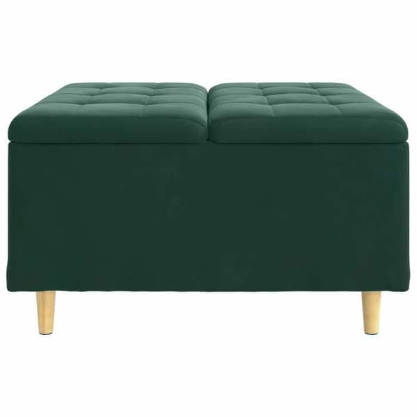 Förvaringspuff - EXKLUSIV HEM - Knappt design - Mörkgrön - 80 x 80 x 45 cm - Sammet Mörkgrön