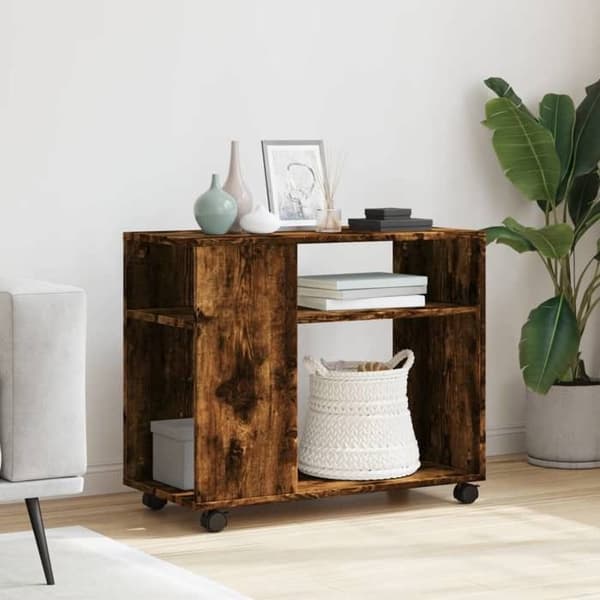 Maison Exclusive - Sidebord med hjul, røgfyldt egetræ, ingeniørtræ