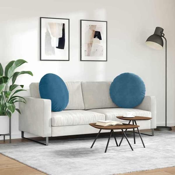 Sittkuddar - EXKLUSIVT HEM - Sammet - Ø 80 x 29 cm - Rund - Blå Blå