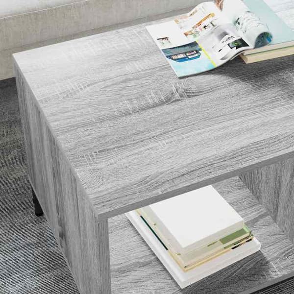 Soffbord - EXKLUSIV HEM - Grå Sonoma 90 x 49 x 46 cm - Ingenjörsträ - Rektangulär - Förvaring Gris Sonoma
