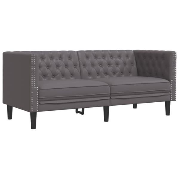 Maison Exclusive - Chesterfield sofa sæt 2 stk grå kunstlæder