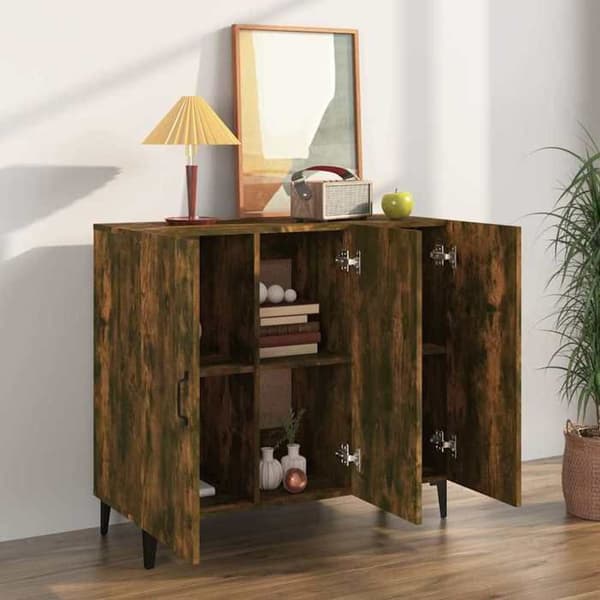 Maison Exclusive - Buffé ek rökig 90x34x80 cm ingenjörsträ