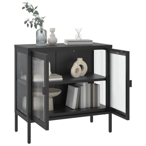 Maison Exclusive - Sort buffet 70x35x70 cm glas og stål