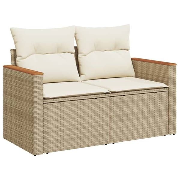 Maison Exclusive - Trädgårdsmöbler med kuddar 10 delar beige flätad resin