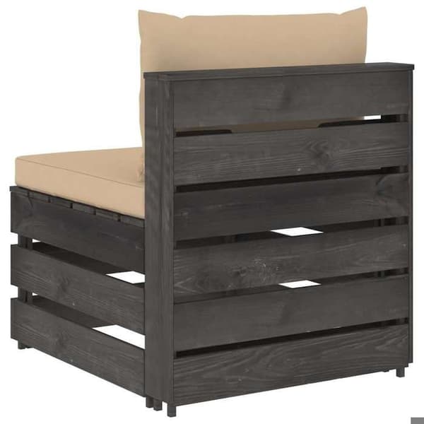 Maison Exclusive - Central sektionell soffa med kuddar, trä impregnerat i grått
