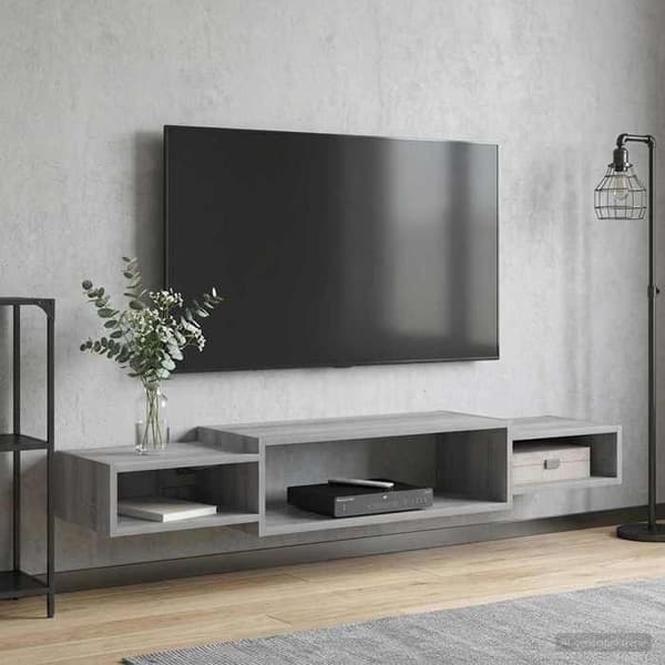 Maison Exclusive - Väggmonterad TV-möbel Sonoma grå 140 x 28 x 21 cm