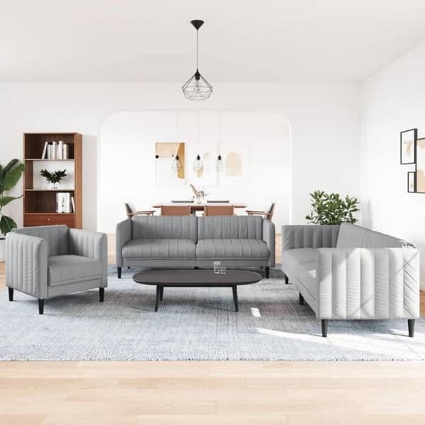 Maison Exclusive - 3-delad soffa i ljusgrått tyg Ljusgrått