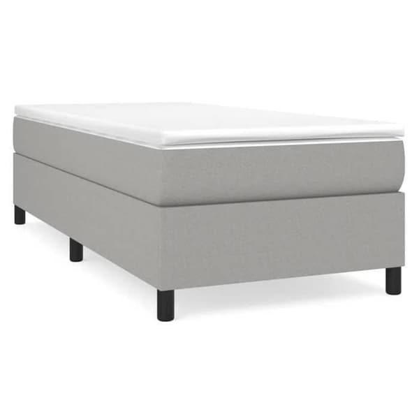 Maison Exclusive - Sengebund med lys grå lameller 90x200 cm stof ljusgrått