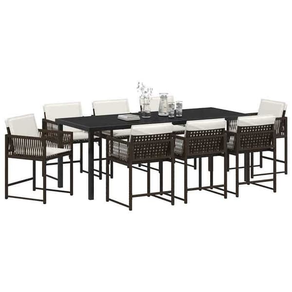 Maison Exclusive - 9 pc spisebordssæt til haven i brun polyrotin brun