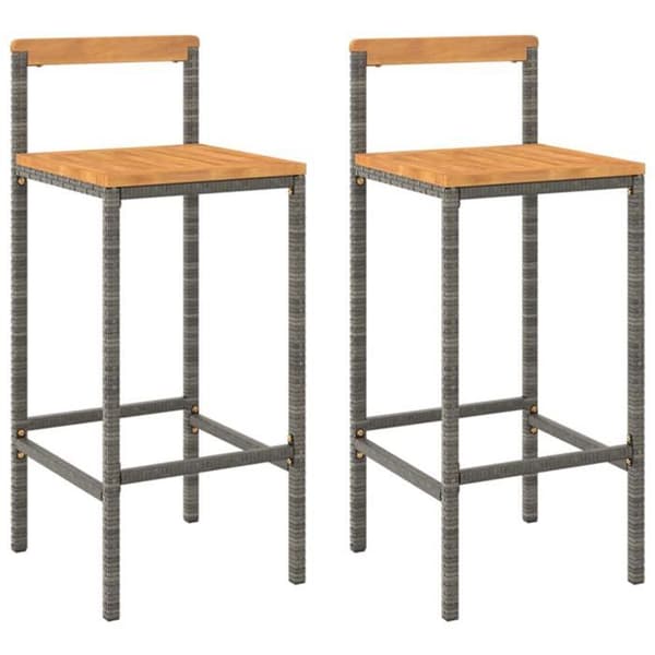 Maison Exclusive - Barstolar set om 2 grå vävd resin och akaciaträ grå