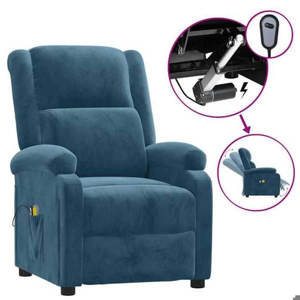 Maison Exclusive - Elektrisk massagefåtölj i blått sammet
