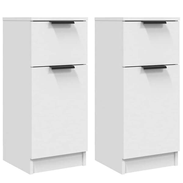 Maison Exclusive - Buffeter 2 stk hvid 30x30x70 cm ingeniørtræ