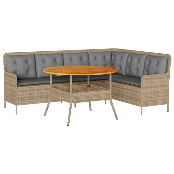 Maison Exclusive - Trädgårdsmöbler med kuddar 2 st beige flätad resin beige
