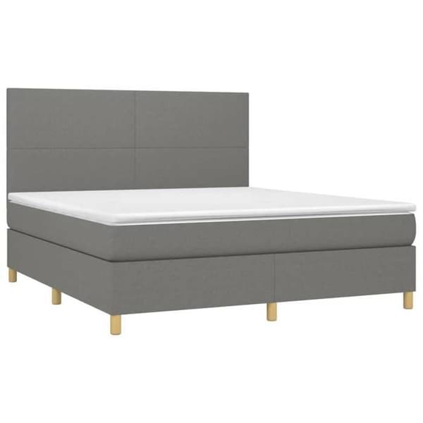 Maison Exclusive - Sengebund med lameller og madras samt LED Grå mørk 180x200 cm