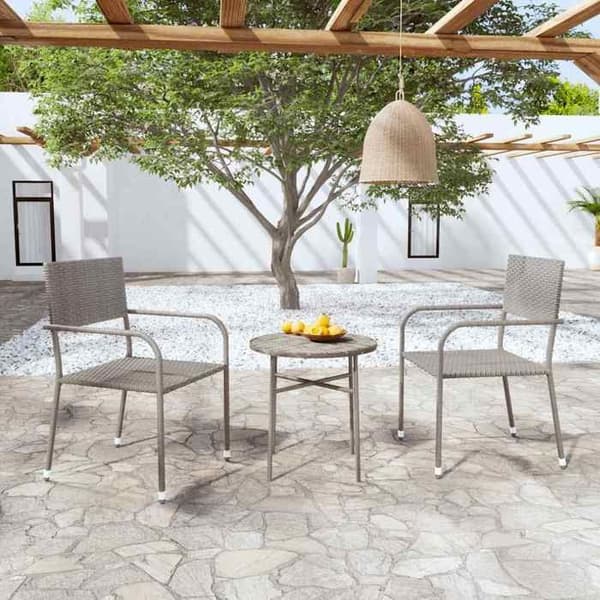 Maison Exclusive - Have spisebordssæt 3 stk. Vævet harlekin Grå