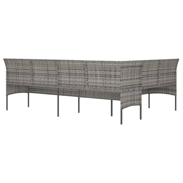 Havemøbel - EKSKLUSIVT HUS - L-formet sofa - Vævet harpiksmateriale - Tykkede grå puder - Stålramme Grå (kuddar)