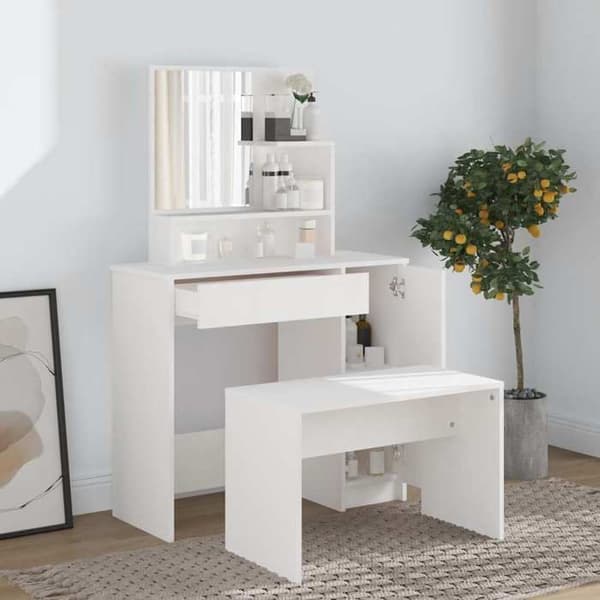 Maison Exclusive - Sminkbord Set Vit 86,5x35x136 cm