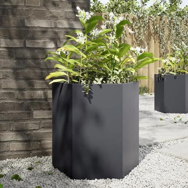 Maison Exclusive - Hexagonformad kruka anthracite 46x40x45 cm i stål