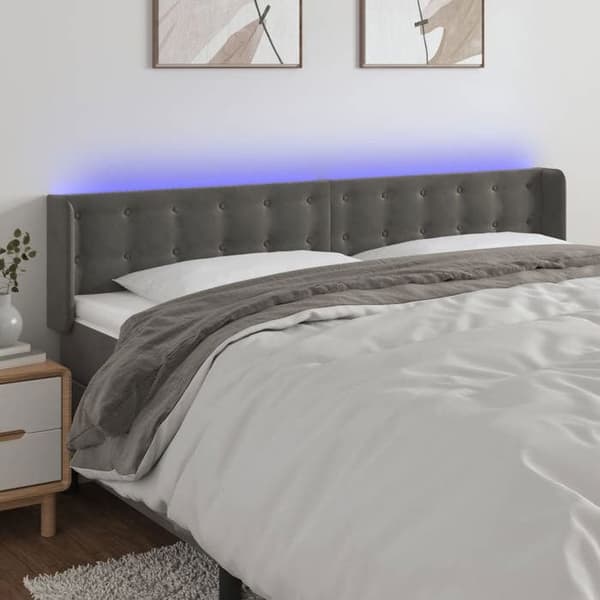 Maison Exclusive - LED Hovedgærde Mørkegrå 203x16x78/88 cm Velour mörkgrå