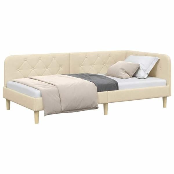 Maison Exclusive - Vinkel sengestel Creme 100 x 200 cm stof